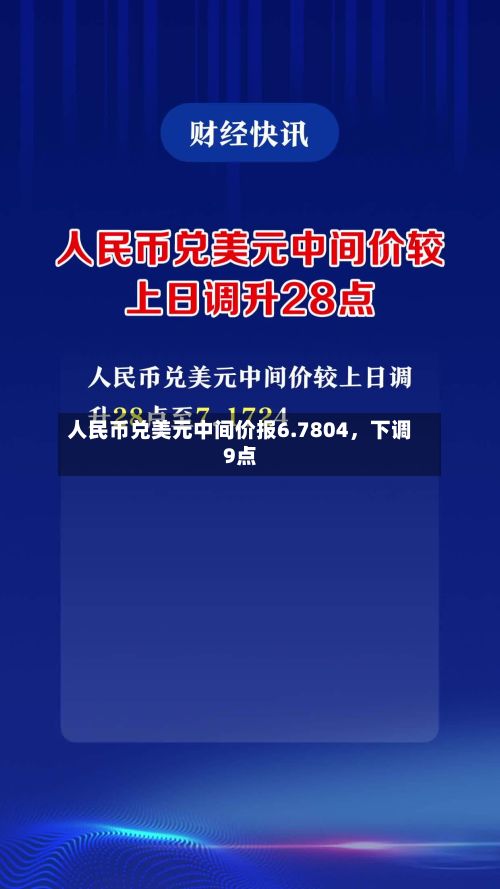 人民币兑美元中间价报6.7804	，下调9点-第1张图片
