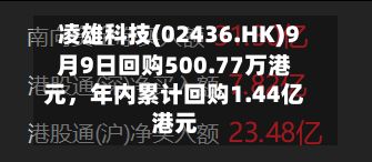 凌雄科技(02436.HK)9月9日回购500.77万港元，年内累计回购1.44亿港元-第2张图片