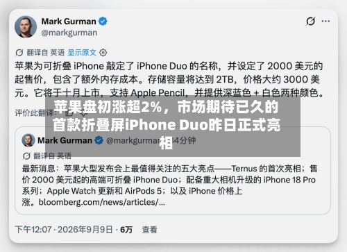 苹果盘初涨超2%，市场期待已久的首款折叠屏iPhone Duo昨日正式亮相-第3张图片